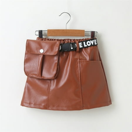 

Toddler Christmas Dress Patchwork Pu Leather Skirt Princess Dress Clothes