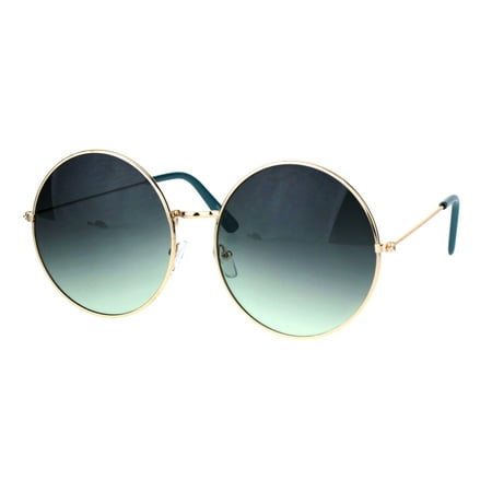 Classic Oversize Joplin Style Hippie Round Circle Lens Sunglasses Gold Blue Smoke