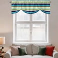 thumbnail image 2 of Blue Yellow Green Striped Tie Up Valance Curtains for Windows, Kitchen Curtains Window Treatments, Farmhouse Vintage Stripe Short Window Shades Valances for Bedroom Bathroom Cafe 42"x18", 2 of 8