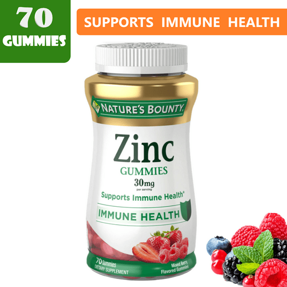 Nature's Bounty Zinc Immune Support Gummies Mixed Berry Flavor Supports Immune Health 70 Gummies *EN