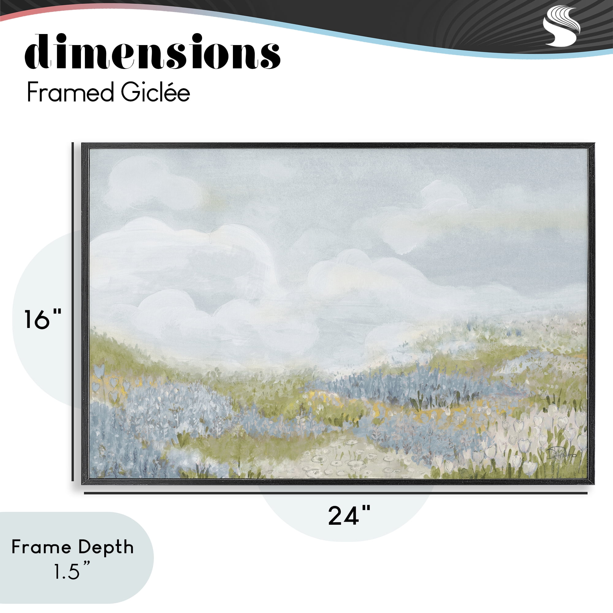 Stupell Industries Blue Floral Meadow Black Framed Giclee Art, design by Patricia Pinto