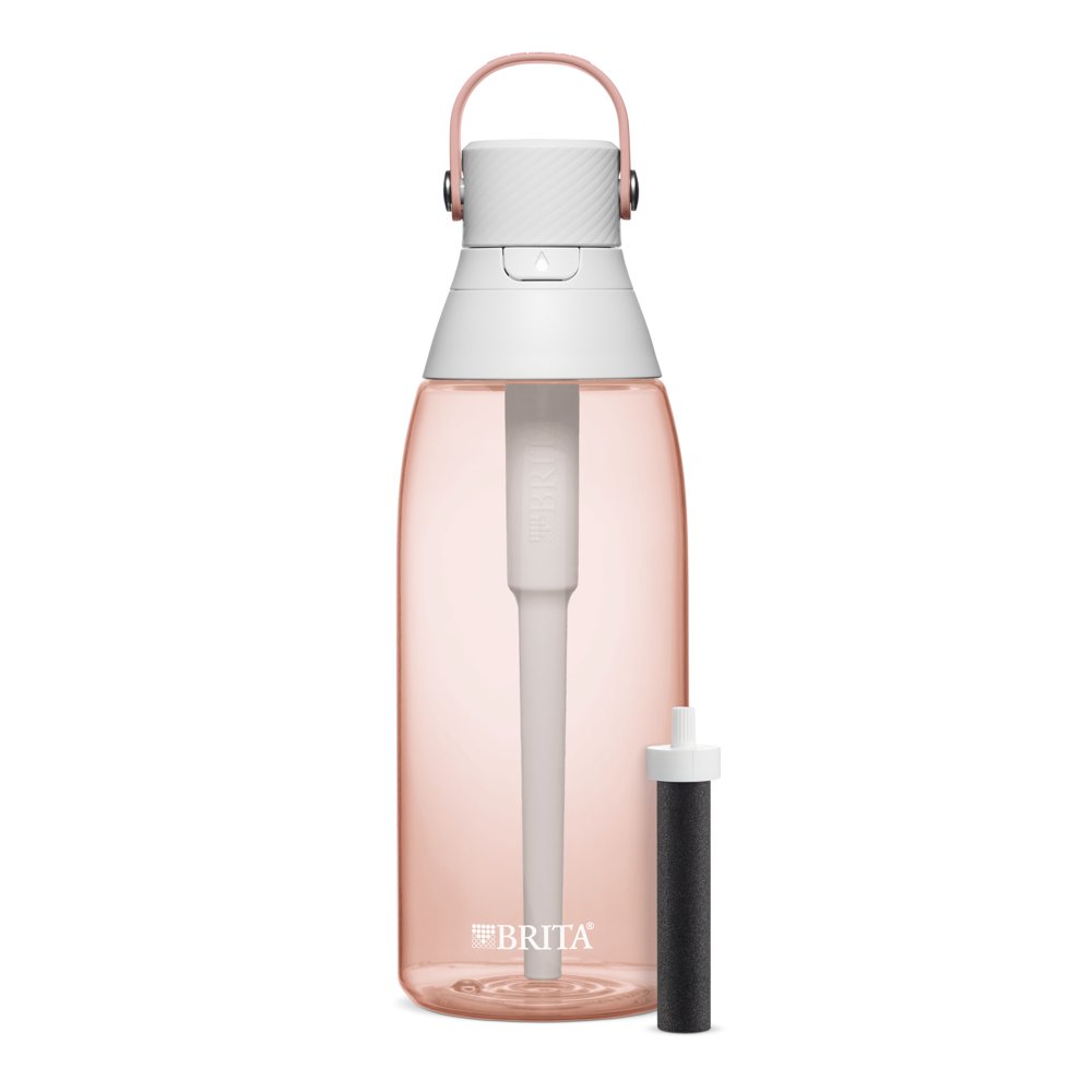 Brita 36oz Premium Water Bottle with Filter, BPA Free, Blush Pink