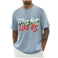 thumbnail image 2 of T Shirts for Men Clearance Short Sleeve Round-Neck Printing Casual Shirts Light Blue XXXL, 2 of 5