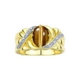 thumbnail image 1 of RYLOS Bagues pour Femmes Bague en Or Jaune 14K Classique Pierre Précieuse Ovale 9x7 mm et Diamants Bijou Oeil de Tigre Taille 5, 1 of 7