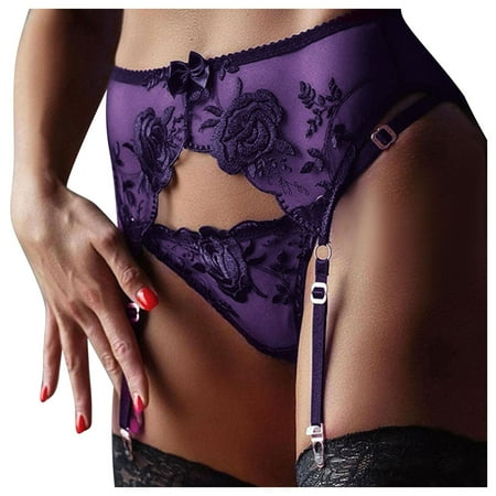 Don t Miss Out! WEANT Panties for Women Pack Cotton Women s Fashion Mesh Silk Embroidered Solid Color Panty Socks Underwear Purple L
