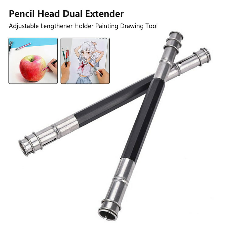 Menard 5/10Pcs Pencil Extenders,Stainless Steel Dual Head Pencil Extender  Holder Lengthener Double Headed Pencil Clamping Pen Coupling Device