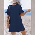 thumbnail image 5 of MLQIDK Women's V Neck Pocket Knit Swim Dress Casual Solid Color Beach Cover Up Bathing Suit Modest Long Sleeve Swimwear 2026 Plus Size Navy S, 5 of 6