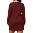 thumbnail image 5 of Busydd Plus Size Sleep Dresses for Women Fashion Oversized Solid Color Long Sleeve Dress Casual Basic Round Neck Mini Fall Dresses 2XL, 5 of 6