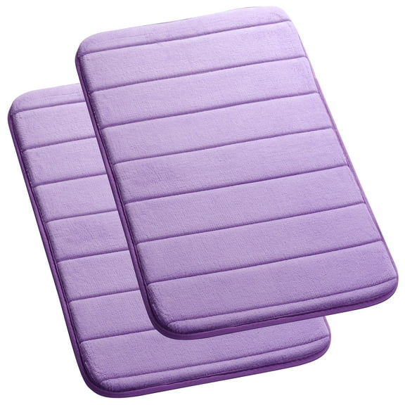 Unique Bargains 2Pcs Soft Memory Foam Bath Mat 17" x 24" Non Skid Light Purple