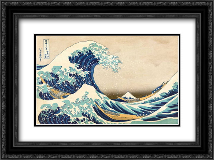 Framed 12x24 Poster Culturenik Katsushika Hokusai The Great Wave Japanese Fine Art Print