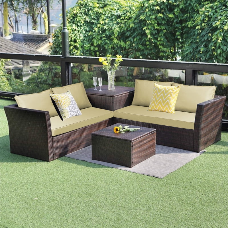 Outdoor Loveseat Cushions Set 48" x 24" Water Repellent & Fadeness Patio Furniture Cushions with Removable Cover and Ties, Patio Love Seat Sofa Cushions for Porch Garden Chair（Beige）