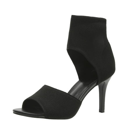 GHSOHS Boots for Women Mid Calf Boots Ankle Booties Shoes Rain Boots Sexy Heels for Women Stiletto High Heels Dressy Wide Stretchy Heels Knit Open Toe Booties Heels Sandals for Prom Party Size 7