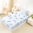 thumbnail image 5 of spefrowx Watercolor Blue Bow Twin Sheets for Girls, Cute Love Heart Bedding, 3 Pieces, 1 Flat Sheet, 1 Fitted Sheet and 1 Pillowcase, 5 of 6