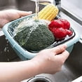 thumbnail image 2 of 3 in1 Kitchen Colander with Lid- Plastic Double-layer Fruit and Vegetable Strainer Bowl Sets /Storage, For Mixed Grain Cleaning, Drainage and Fresh-Keeping (2, Blue), 2 of 5