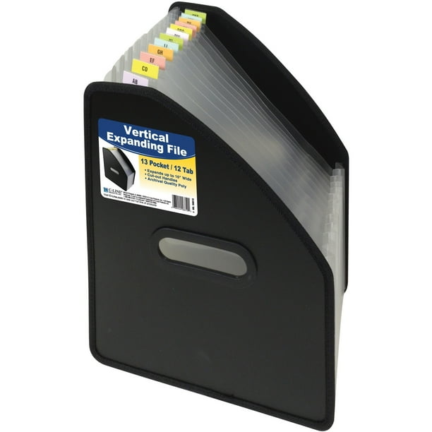 C Line Vertical Expanding File 13 Pocket 10 Expansion Letter Poly Black Walmart