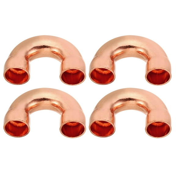 Uxcell 0.39" ID Copper Pipe Fittings 4 Pcs 180 Degree Return Bend Copper Pipe Welding Joint for HVAC