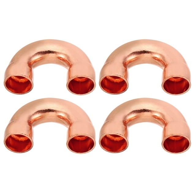 Uxcell 0.39" ID Accesorios de tubería de cobre 4 Pcs Codo de retorno de 180 grados Junta de soldadura de tubería de cobre para HVAC