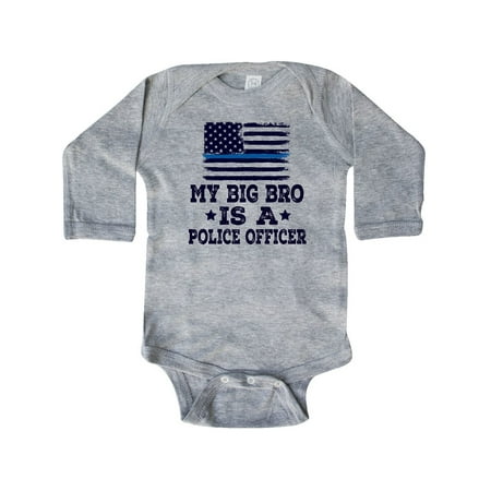 

Inktastic Big Bro Is A Police Officer Gift Baby Boy or Baby Girl Long Sleeve Bodysuit