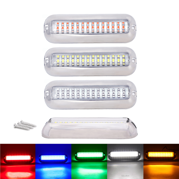 Lámpara de barco y yate de 42 LED a prueba de agua, luz subacuática de acero inoxidable, luz subacuática de 42 LED, 10-30 V, luz blanca, luz azul, luz amarilla