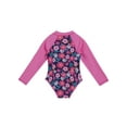 thumbnail image 4 of JanJean Kids Girls One Piece Swimsuits Prints Long Sleeve Bathing Suit Rash Guard Beach Swimwear Rose Red 4, 4 of 7