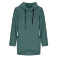 thumbnail image 5 of gakvbuo Sweaters For Women Fall Fashion 2022 Pullover Sweatshirts Women Fashion Solid Color Hooded Long Sleeves Pockets Top Blouse Sweatershirt, 5 of 6