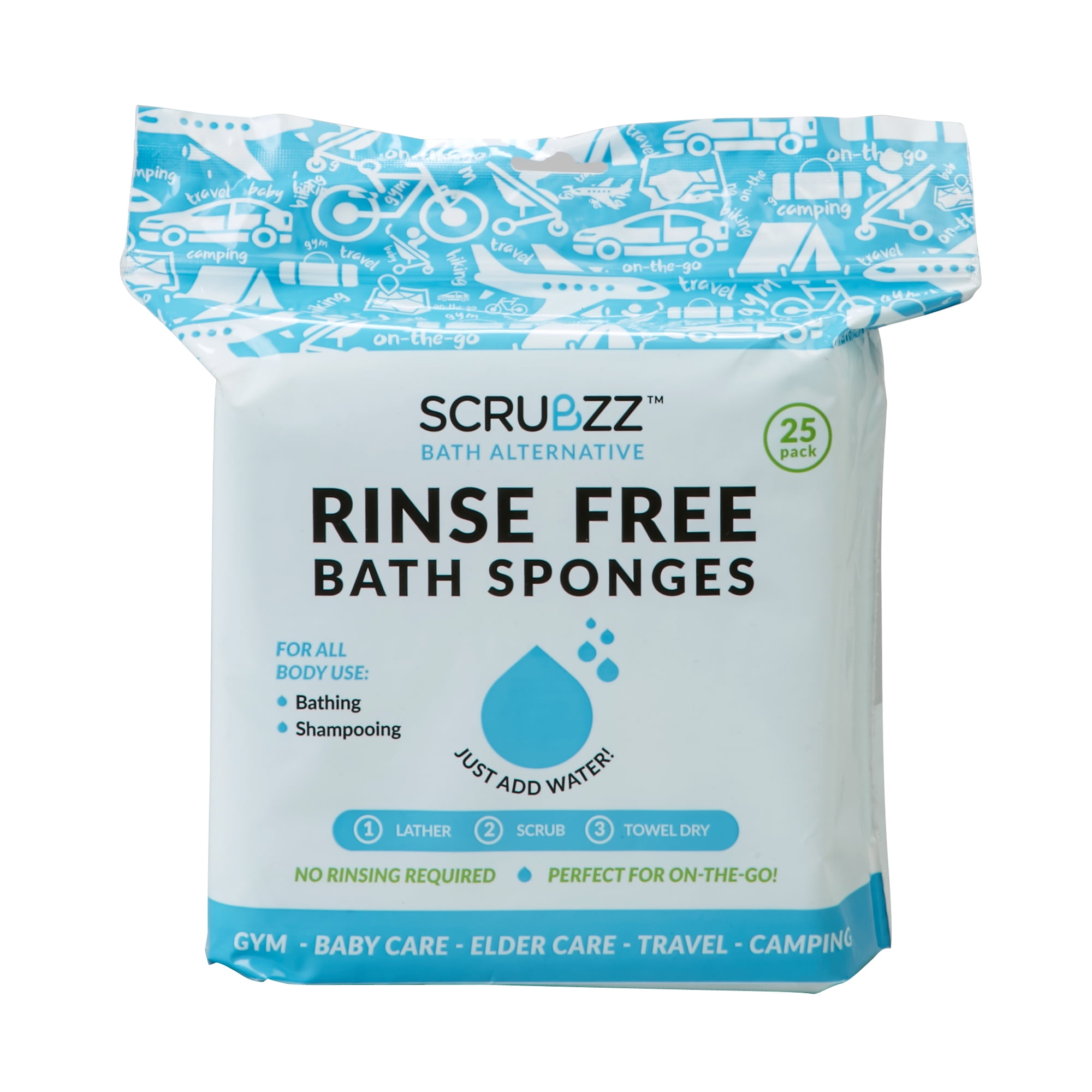 Triumph Hosiery Scrubzz RinseFree Bath Sponges Hypoallergenic