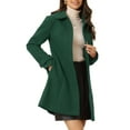 thumbnail image 4 of INSPIRE CHIC Women's Peter Pan Collar Single Breasted Winter Overcoat S Solid Dark Green, 4 of 6