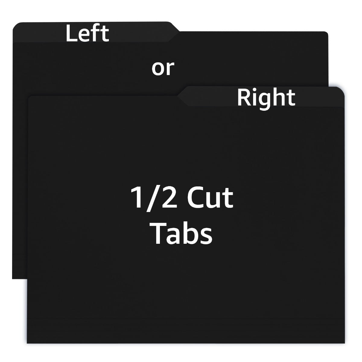 UOFFICE File Folder Letter Size 1/2 Cut Tab 100 Pack Black