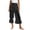 Black, variant on Women's Lace Trim Sheer Mesh Capri Pants Elastic Waist Drawstring Beach Cover-Up Pants for Summer Vacation & Casual Wear