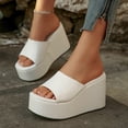 thumbnail image 2 of Hinvhai Wedge Chunky Platform Womens Sandals Backless Slip on Comfy Round Open Toe Mules Summer Sandals for Women White 9.5(43), 2 of 9