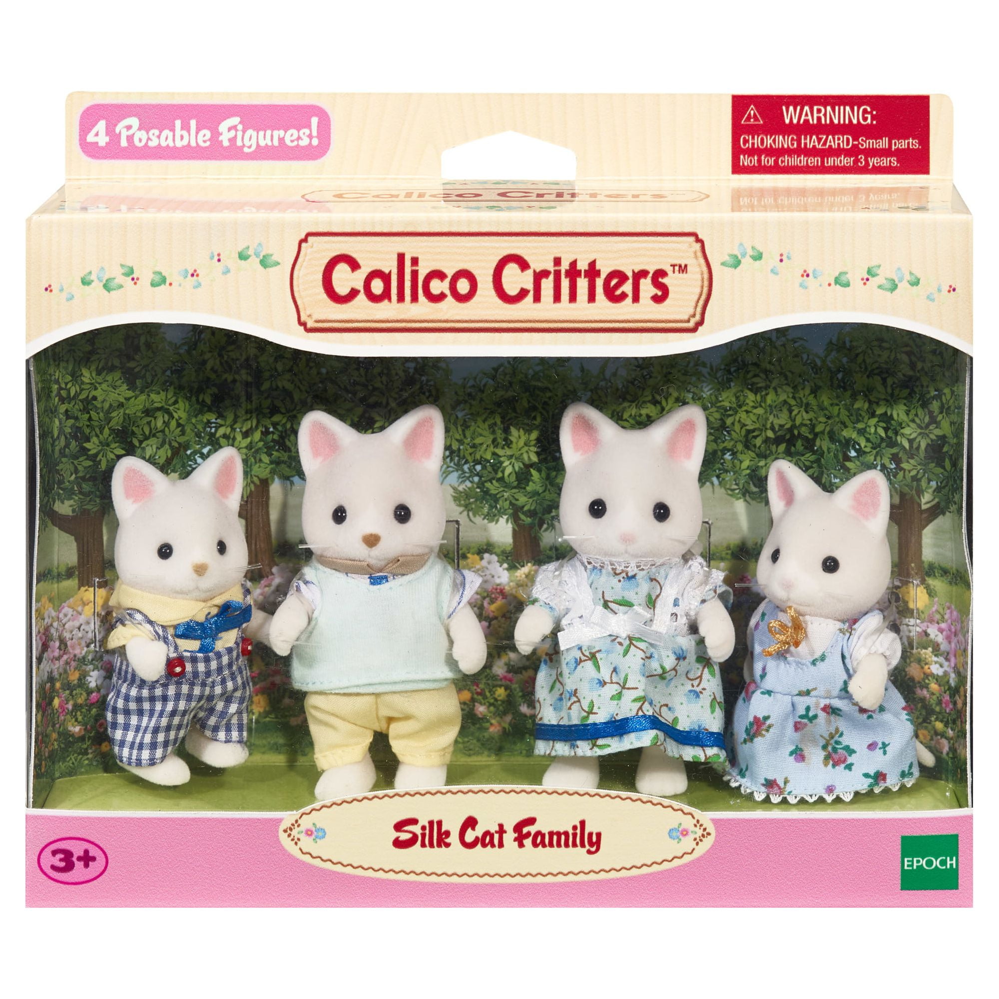 Calico Critters Silk Cat Family, Set of 4 Collectible Doll Figures