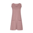 thumbnail image 4 of OSOLU Dresses Solid Color Women Summer Fashion Casual Loose Sleeveless V Tie Pocket Dress Trendy Sundress Wedding Guest Dress, 4 of 5