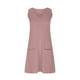 thumbnail image 4 of Vestido sin mangas con cuello en V para mujer, estilo informal y holgado con bolsillos, tejido de poliéster, tallas S-XXL, para playa/fiesta, 4 of 5