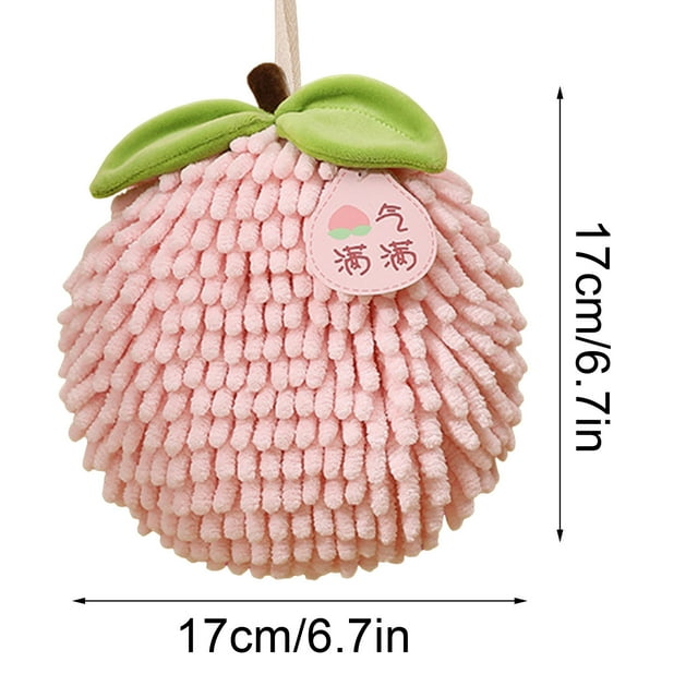 SDNall Bathroom Hand Towels, Bathroom Towel Set, Fuzzy Ball Hand Towel with Hanging Loop for Bathroom Cute Fruit Decorative Ball Towel Soft Absorbent Ball Towel Sets for Kitchen Bathroom