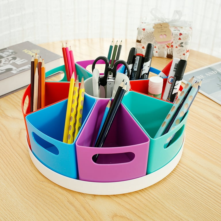 Desk Organizer For Kids Colorful Rotating Organizer Desk Organiser Pen  Holder With Removable Bins