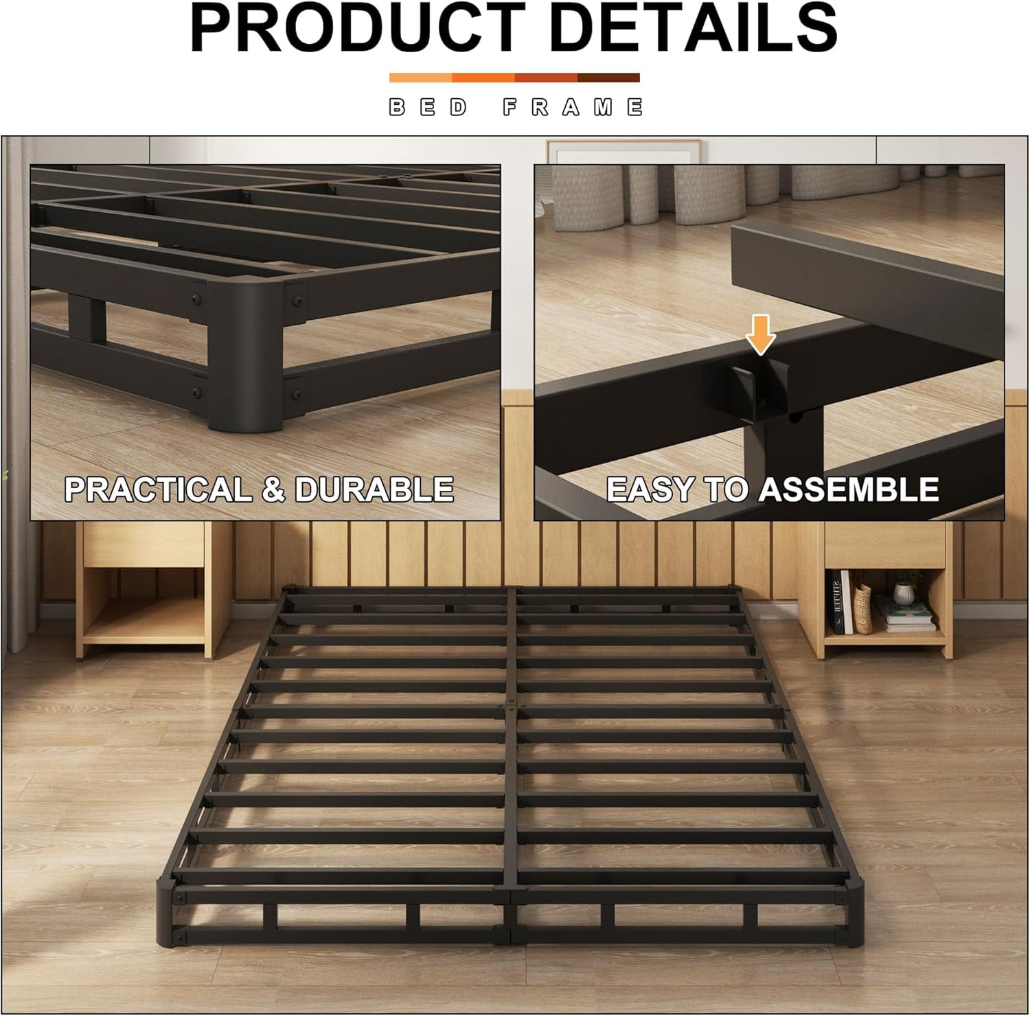 5-inch box spring queen size bed frame, heavy duty metal queen size mattress base,
