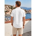 thumbnail image 6 of Mens Casual Short Sleeve Cotton Linen Shirts Buttons Down White Summer Beach Vacation Shirts 2XL, 6 of 7