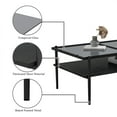 thumbnail image 4 of Rectangle Coffee Table with Gray Tempered Glass top, Modern Table with Black Table Legs and MDF Panel for Dining Room, Living Room, 4 of 5