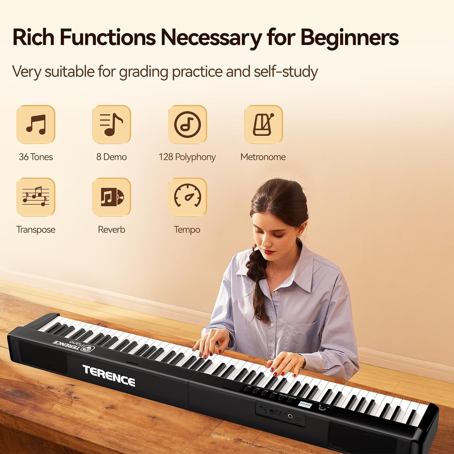 Terence 88-Key Full-Size Weighted Folding Digital Piano