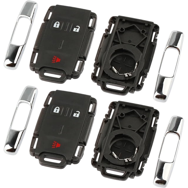 Chrome Key Fob Keyless Entry Remote Shell Case & Pad fits Chevy Silverado Colorado/GMC Sierra Canyon 2014 2015 2016