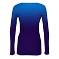 thumbnail image 6 of Women's Winter Slim-Fit Base Layer T-Shirt Fashionable Gradient Color Print V-Neck Pullover Long-Sleeved Top for Layering and Style,Blue,L, 6 of 6