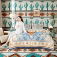thumbnail image 4 of Erosebridal Hippie Mandala Twin Bedding Sets, Bohemian Floral Bedding Comforter Set, Blue Orange, Gray Reversible 7-Piece, 4 of 6