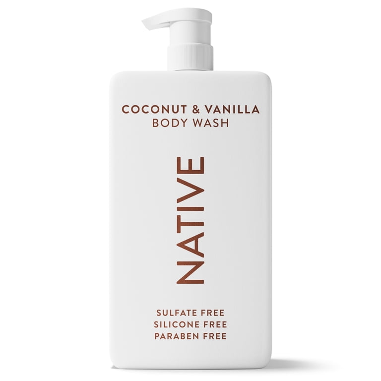 4 pack) Native Body Wash, Coconut & Vanilla, Sulfate Free, for Men