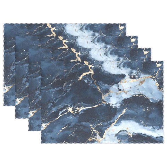 Ryvnso Placemats Set of 4 Blue Marble Dining Mats Heat-Resistant Non-Slip Washable Table Mat