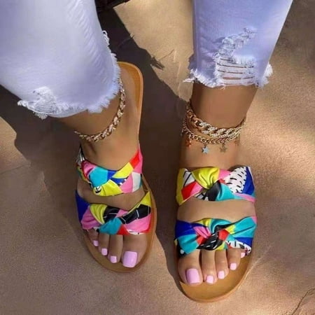 

Summer Savings! Zpanxa Slippers for Women Summer Slippers Bow Knot Color Matching Fashionable Beach Wear Women Flip Flops for Women Multicolor 42
