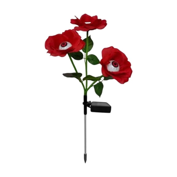Solar Halloween Rose Stake Lights, Outdoor LED Garden Decor With 3 Eyeball Rose Flowers, Auto‑On Night Lighting, Waterproof Landscape Ornament For Yard Pathway Lawn Halloween Party