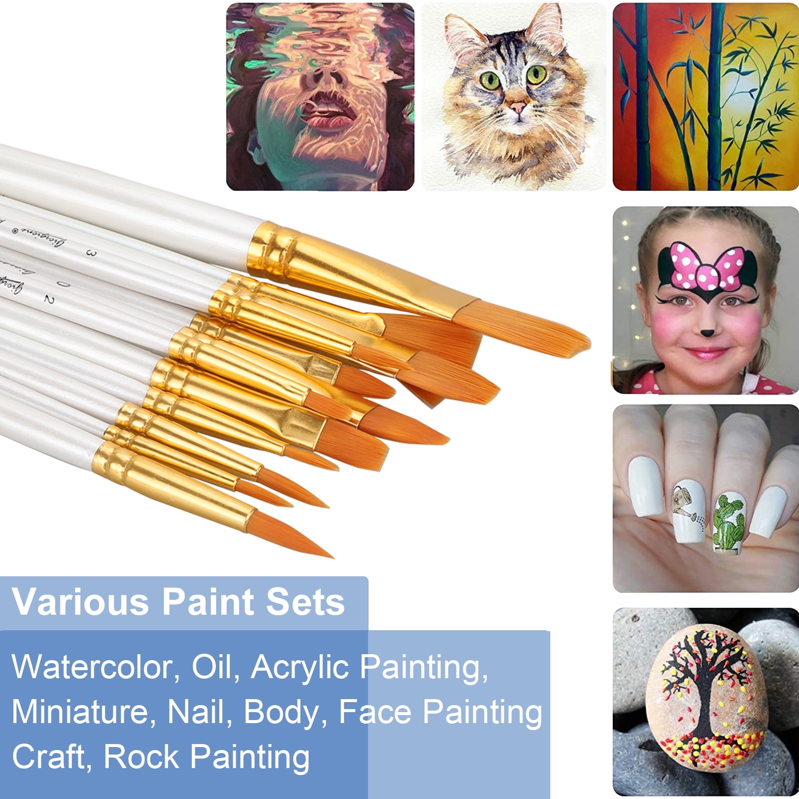 Whigetiy 6 PCS Fine Detail Paint Brush Miniature Painting Brushes Kit for  Acrylic Watercolor Oil Face Nail Scale Model Painting