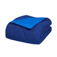 thumbnail image 2 of Lightweight Reversible 3-Piece Comforter Set All Seasons, Down Alternative Comforter with 2 Pillow Shams Full/Queen, Navy/Aqua, 2 of 5