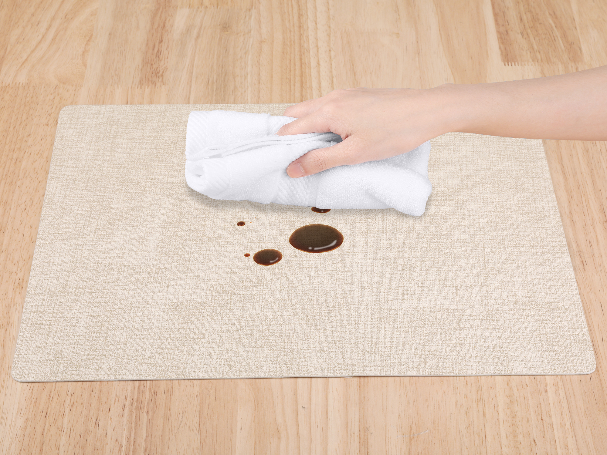 Unique Bargains Faux Leather Table Placemats for Kitchen Dining Table Light Beige 17x12in