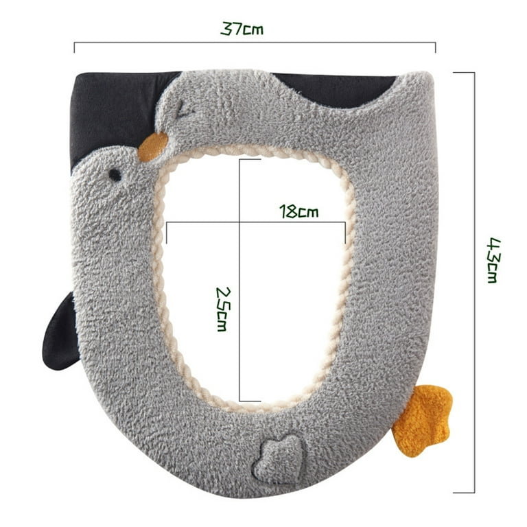 Vearear Toilet Seat Cover Super Soft Cartoon Pattern Friendly to Skin Waterproof Back Reusable Keep Warm Polyester Fiber Bathroom Thickened Non-Slip
